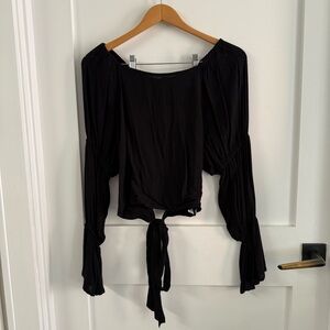 One teaspoon black woven off the shoulder top with open back detail